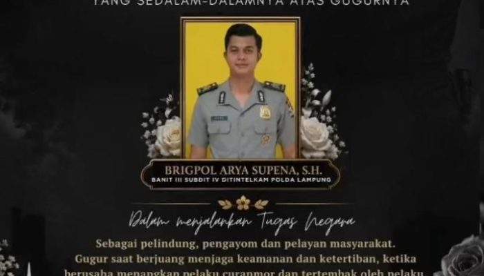 Brigadir Intelkam Polda Lampung Gugur Ditembak Komplotan Curanmor di Bandar Lampung