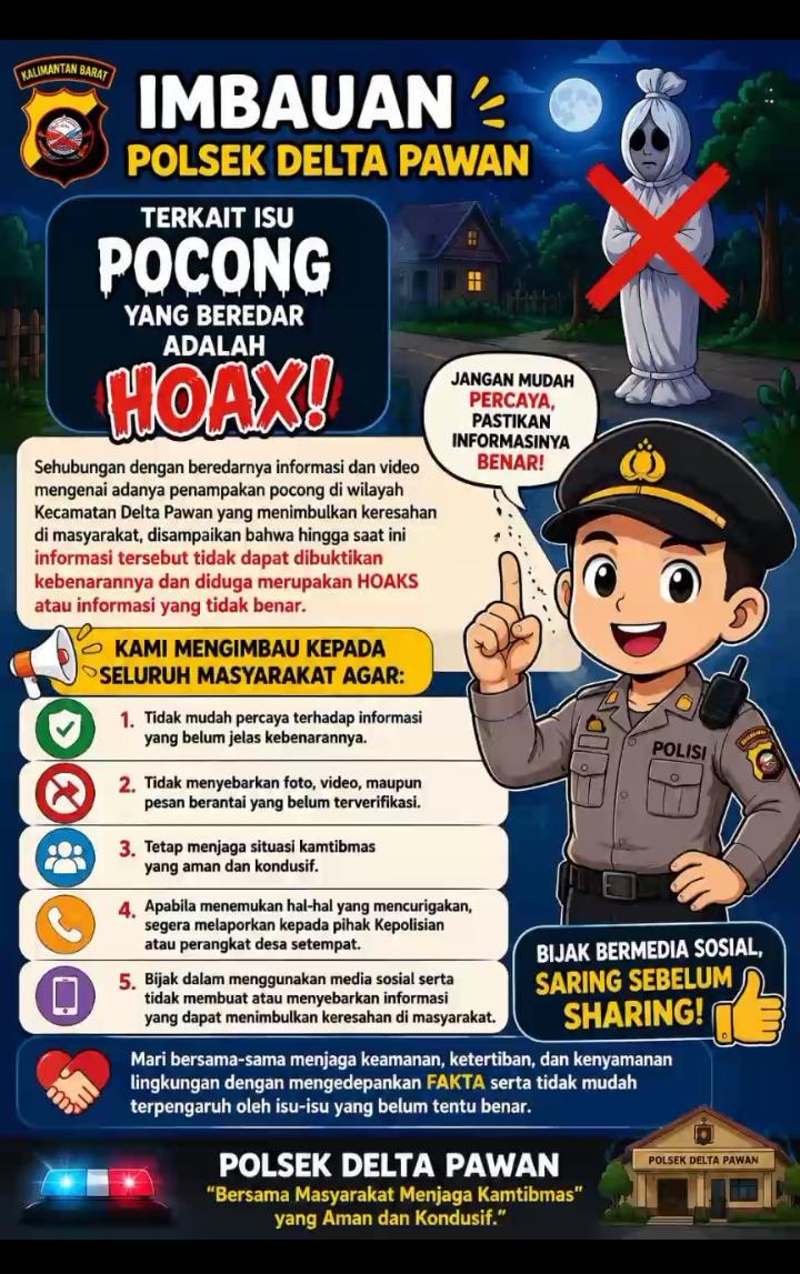 Imbauan Polsek delta pawan mengenai isu pocong yang viral di medsos /publish