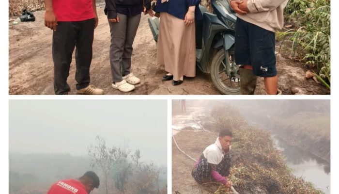 Api Dekati Akses Jalan, Warga TBU Bergerak Padamkan Karhutla